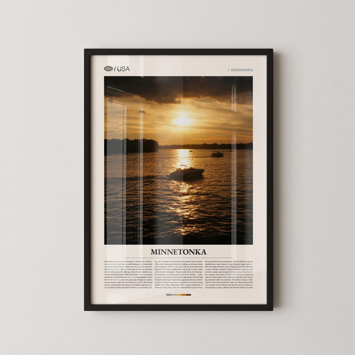 Lake Minnetonka Minnesota Sunset Boats Photography Travel Poster