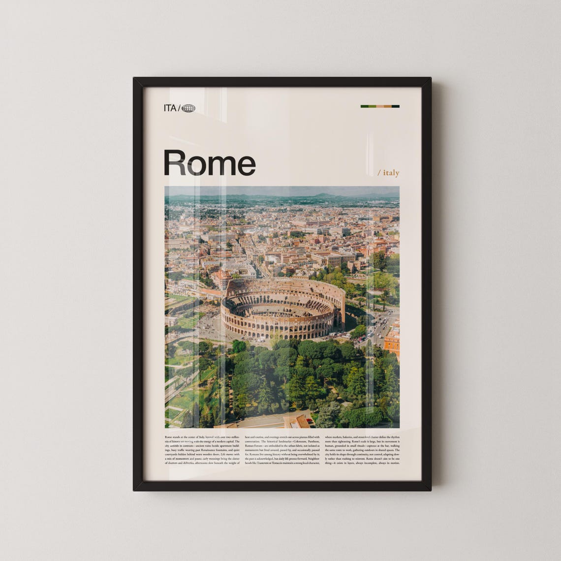 Rome Italy Travel Art Aerial View Of The Colosseum At Daylight Poster