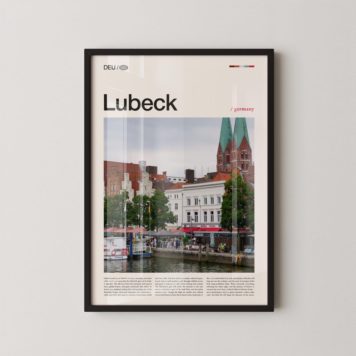 Lubeck Germany Historic Hanseatic Waterfront Cityscape Travel Poster