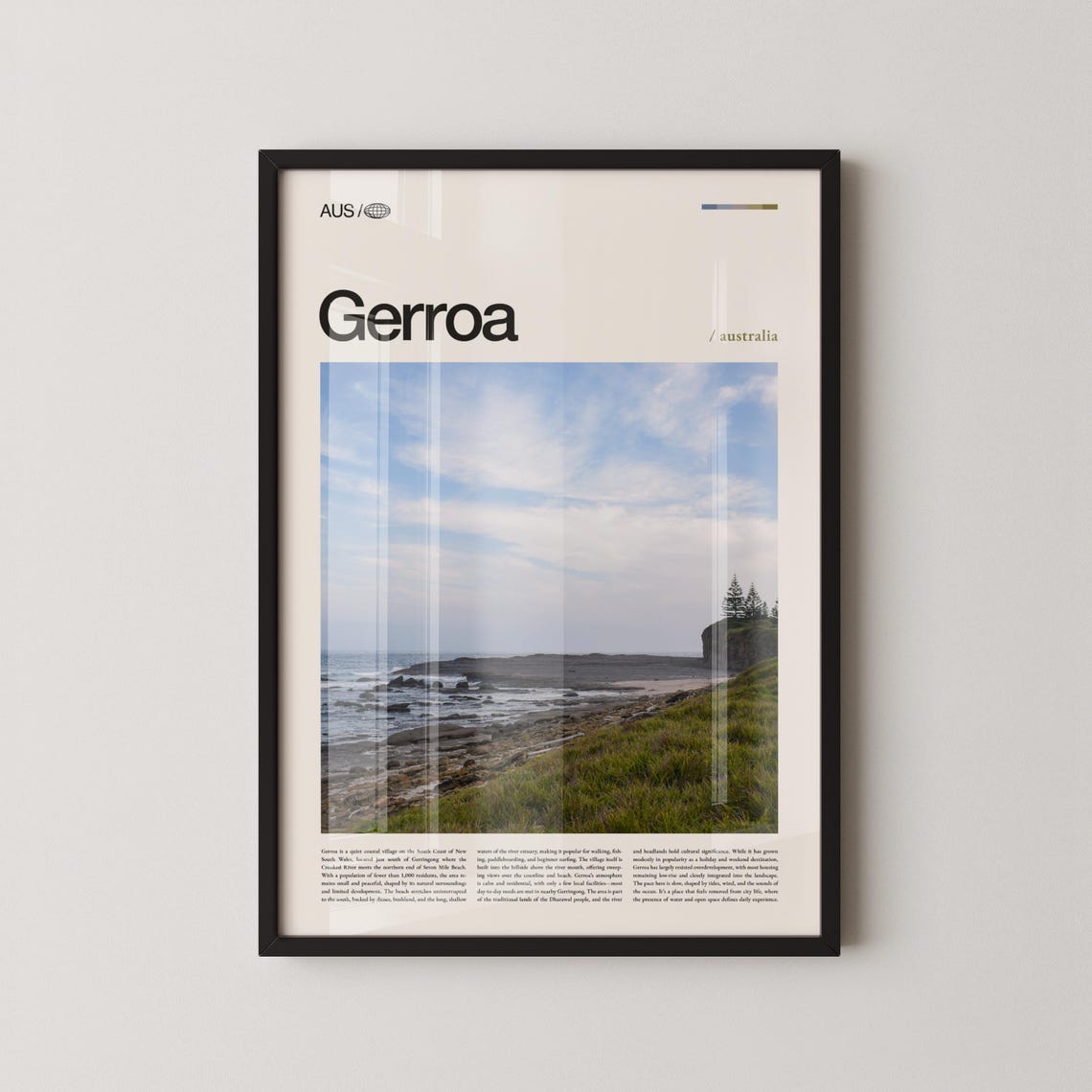 Gerroa NSW Rocky Headland Waves Coastal Australia Travel Poster