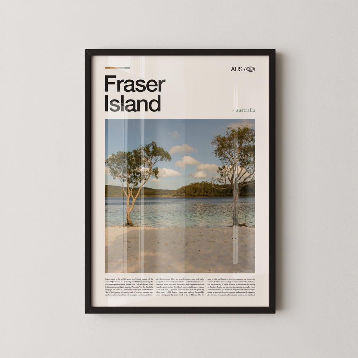 Fraser Island Australia Beach Photography Modern Travel Poster