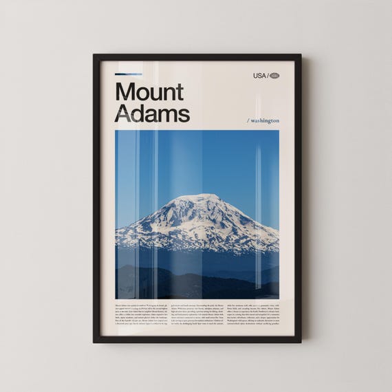 Mount Adams Washington Wall Art Mountain Landscape Print Poster Scenic Cascade Range Photography Pacific Northwest Decor