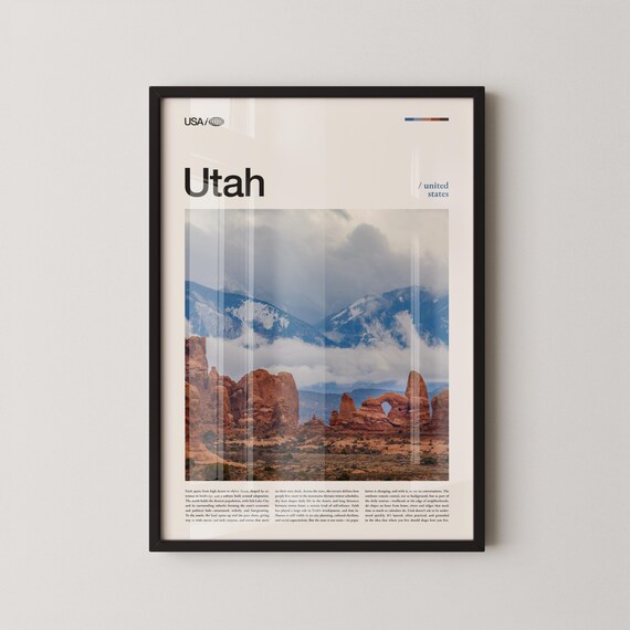 Utah Snow Capped Red Rock Arches National Park Landscape Poster