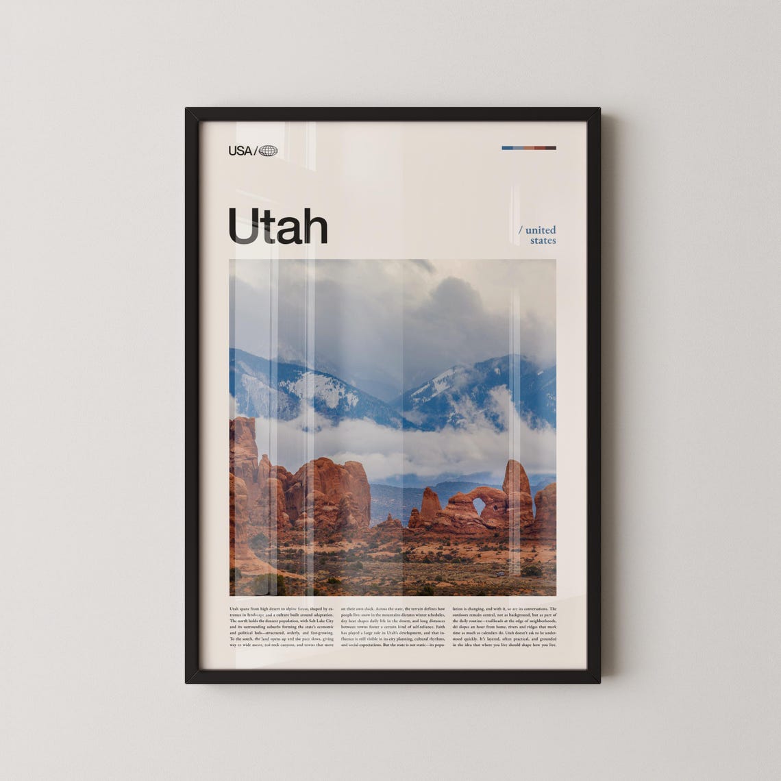 Utah Snow Capped Red Rock Arches National Park Landscape Poster