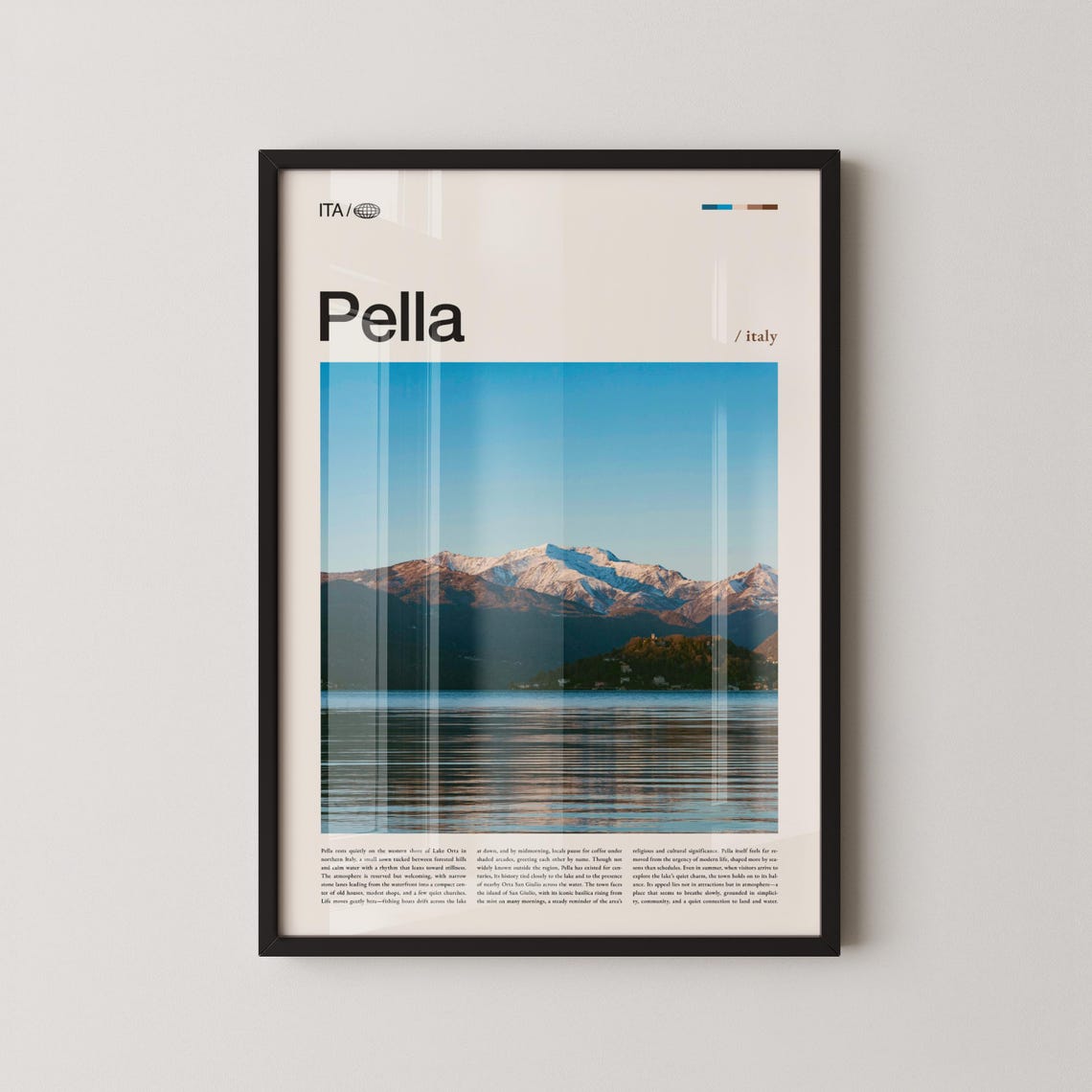 Pella Italy Lake Orta Mountain Reflection Scenic Travel Poster