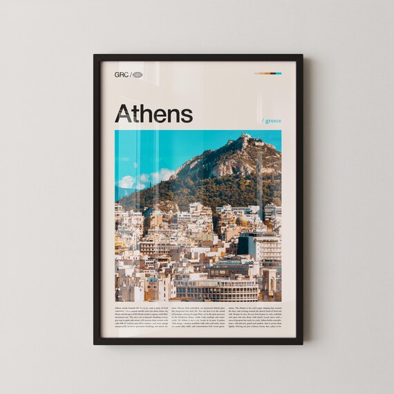 Athens Greece Hilltop Chapel Over City Skyline Photography Poster