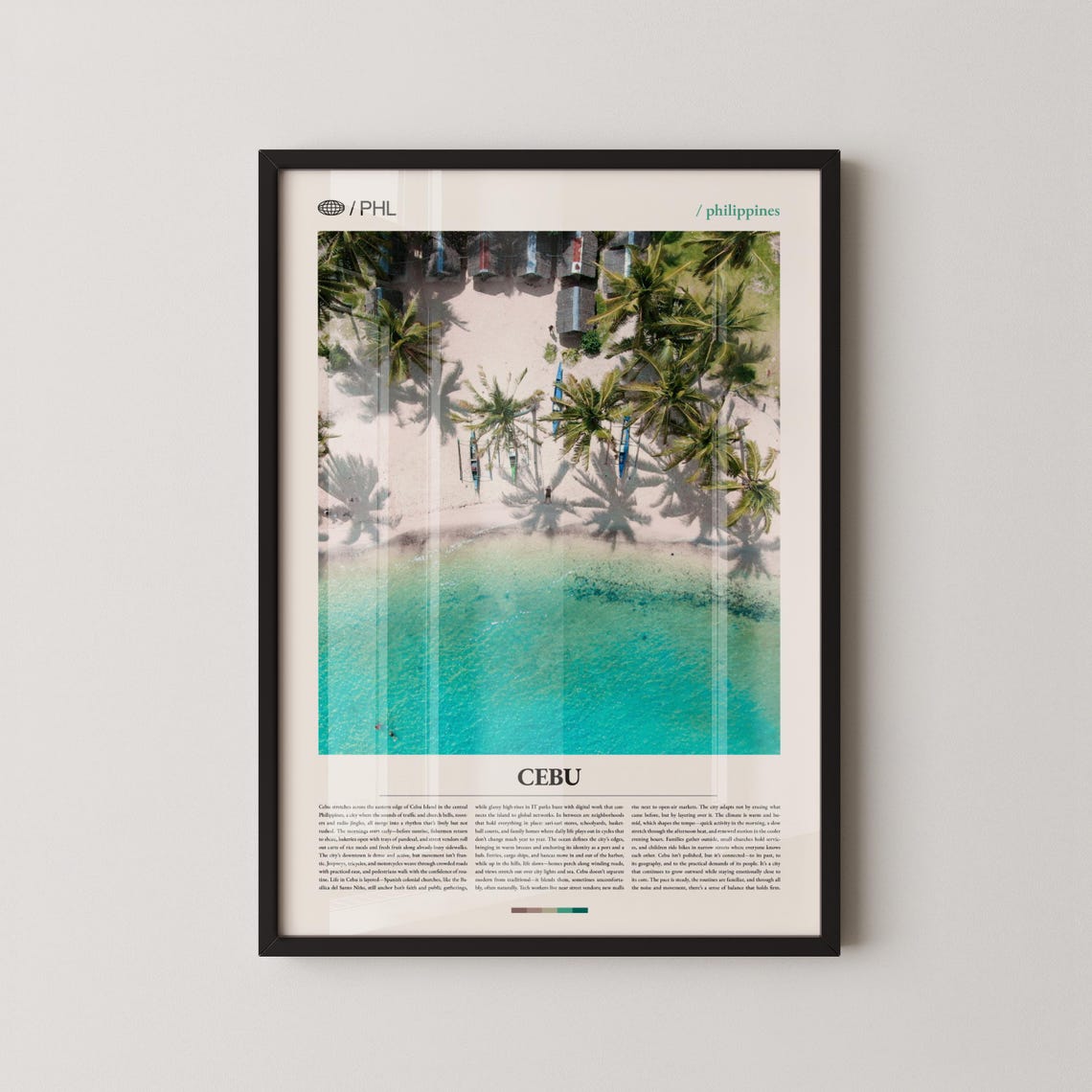 Cebu Philippines Aerial Palm Beach Shoreline Travel Photo Poster