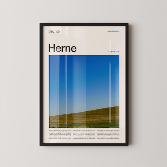 Herne Germany Green Meadow Blue Sky Travel Photography Poster Nature View
