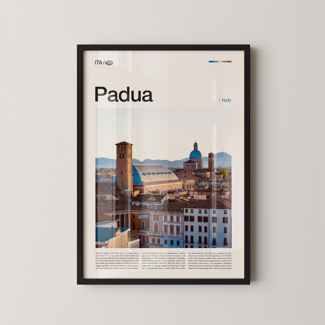 Padua Italy Rooftop Skyline Historic City Dusk Travel Poster Art