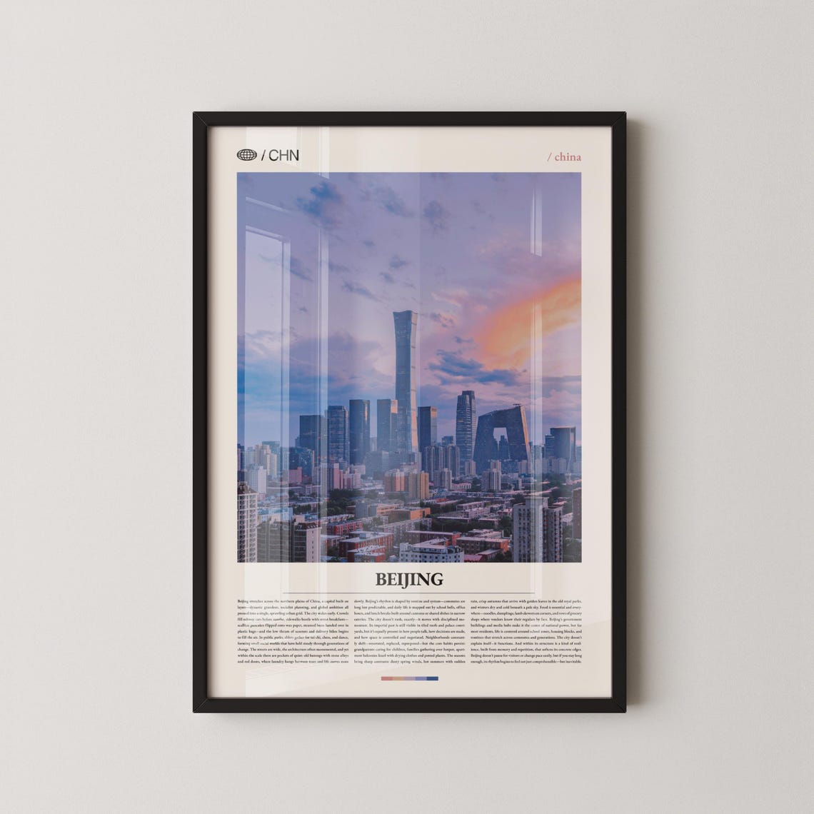 Beijing Sunset Cityscape Photography Poster, Modern China Travel Gift