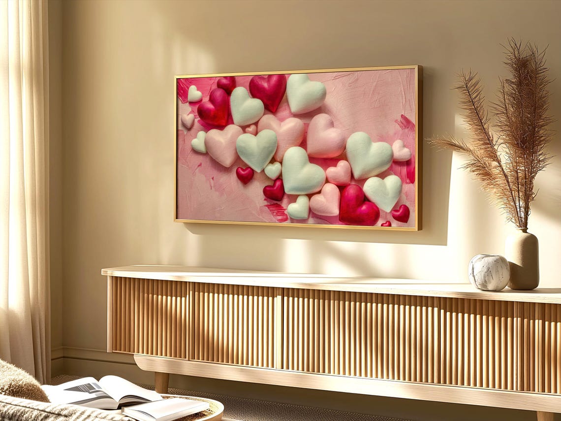 Red Pink White 3D Hearts Pink Background Valentine Love Poster - Image 3
