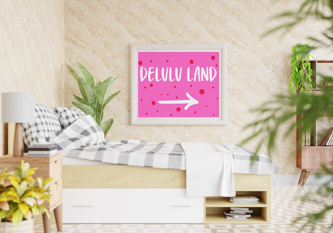 Delulu Land Pink Polka Dot Trendy Preppy Quote Wall Art Poster Print - Image 3