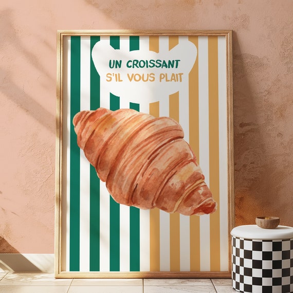 Croissant Print French Croissant Print Preppy Poster Trendy Wall Art Croissant Lover Modern Art Print Aesthetic Kitchen Decor