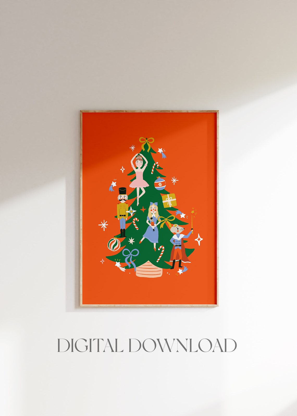 Nutcracker Ballet Christmas Tree Holiday Character Decor Kids Poster