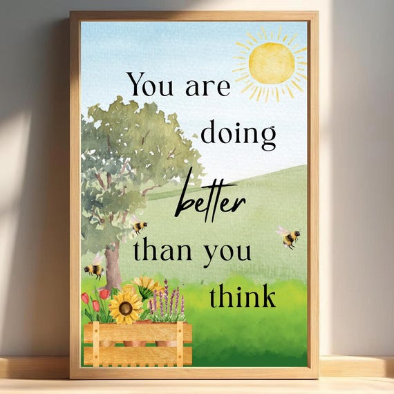 Mental Health Poster You Are Doing Better Than Think Print Positive Affirmations Motivational Wall Art Therapist Office Decor