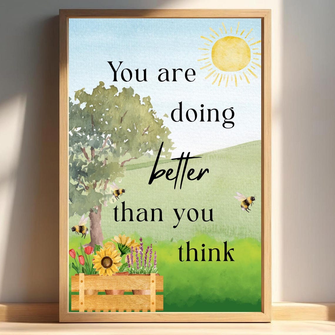 Mental Health Poster You Are Doing Better Than Think Print Positive Affirmations Motivational Wall Art Therapist Office Decor