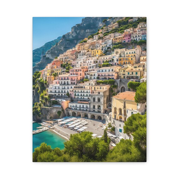 Amalfi Coast Colorful Cliffside Town Turquoise Sea View Poster