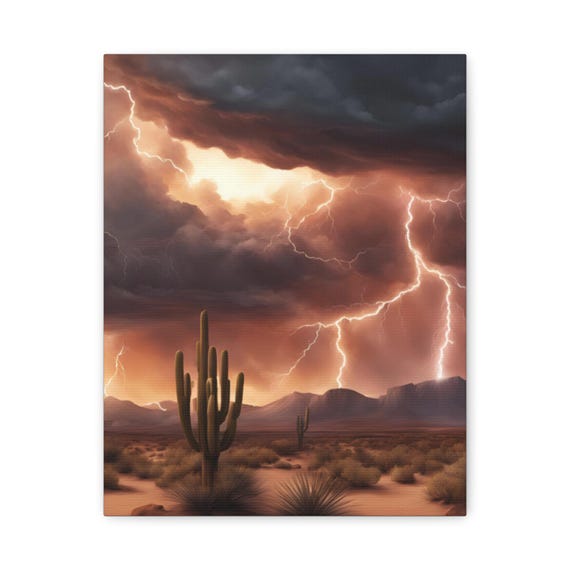 Desert Lightning Canvas Print Southwestern Wall Art