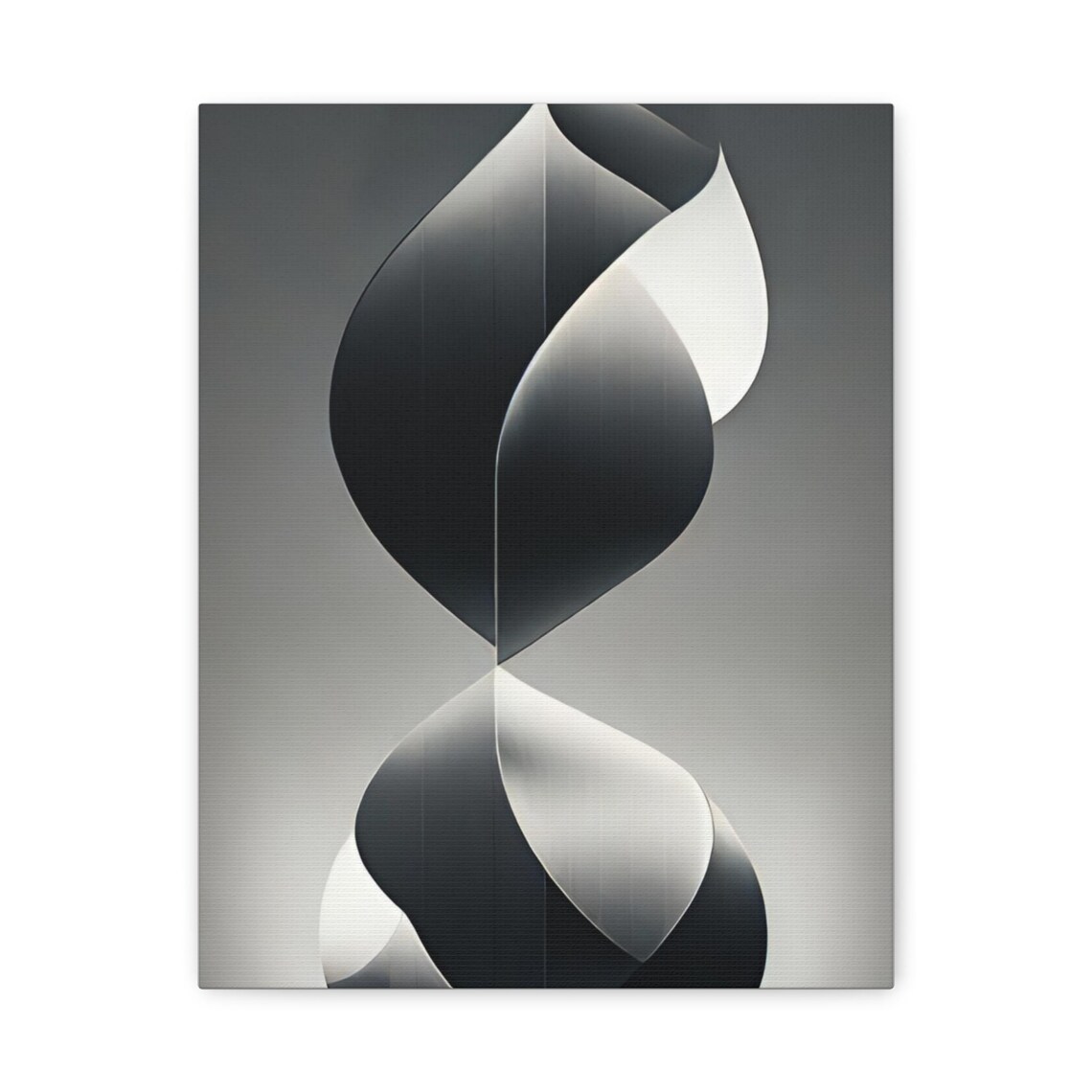 Black and White Twisted Ribbon Abstract Minimalist Sculpture Poster