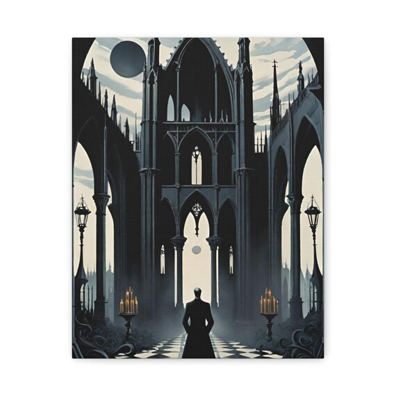 Gothic Cathedral Canvas Print Dark Academia Home Decor