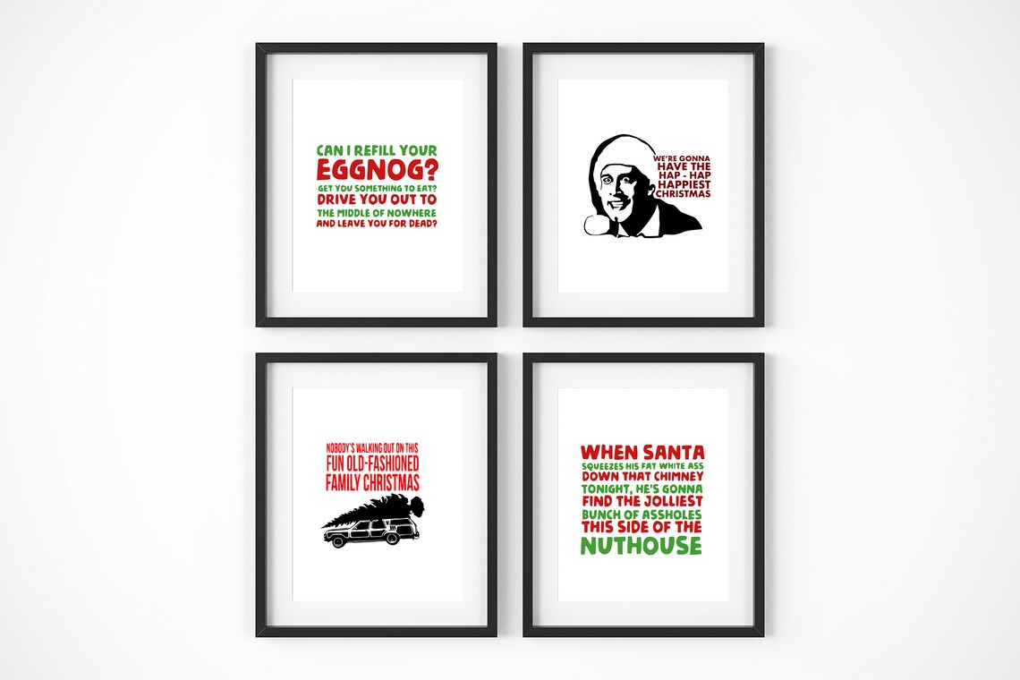 Christmas Vacation Quotes Set Of 4 Framed Movie Quote Prints Wall Art