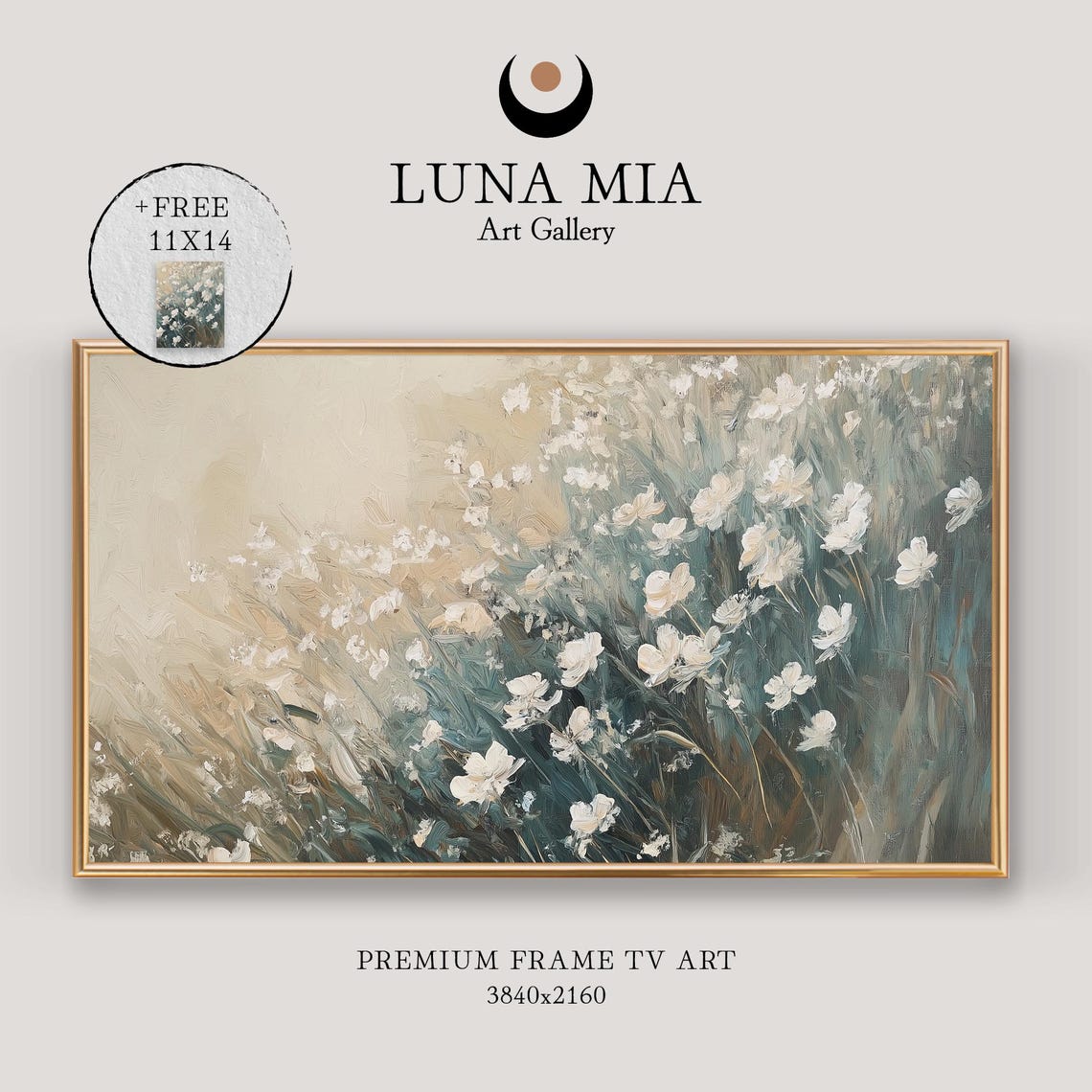 Delicate White Wildflowers Impressionist Rustic Floral Art Poster