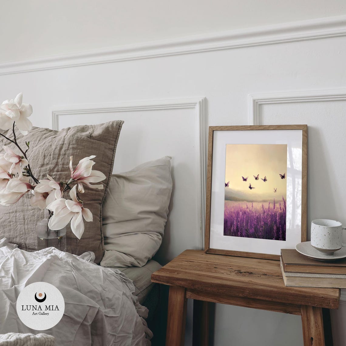 Butterflies Over A Lavender Field At Golden Hour Dreamy Purple Poster - Image 2