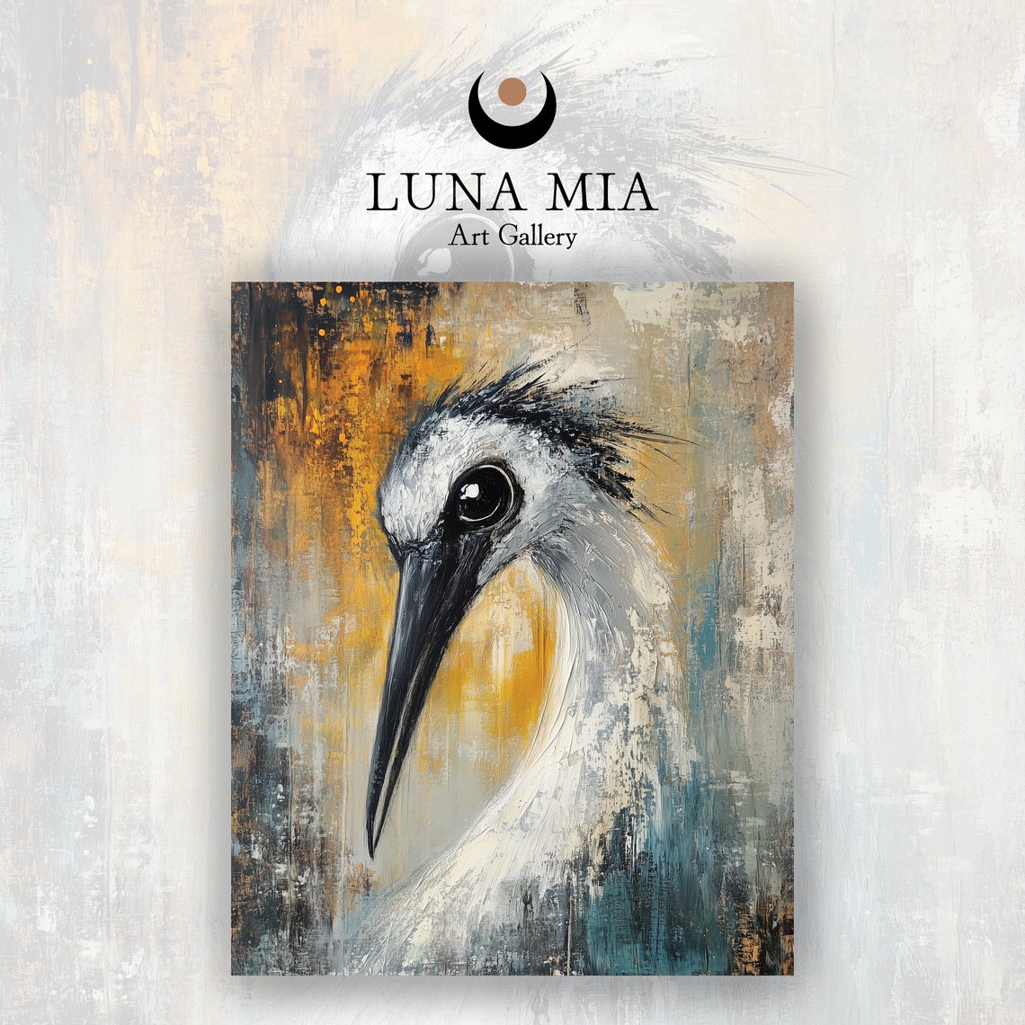 Elegant Long Billed Waterbird Portrait Oil Painting Style Poster - Image 2