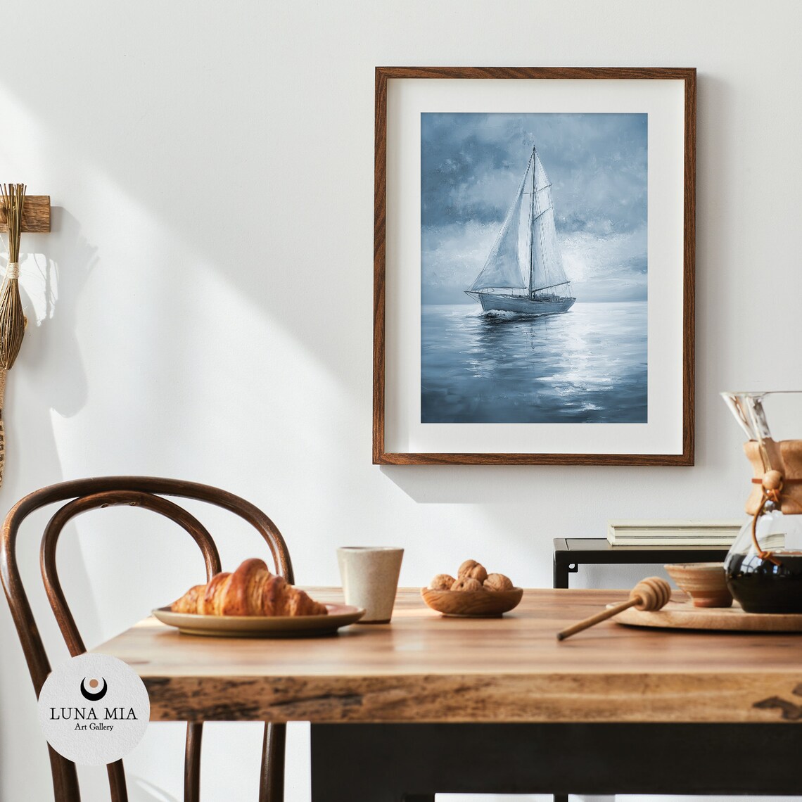 Tranquil Sailboat In Blue Ocean, Vintage Poster - Image 4
