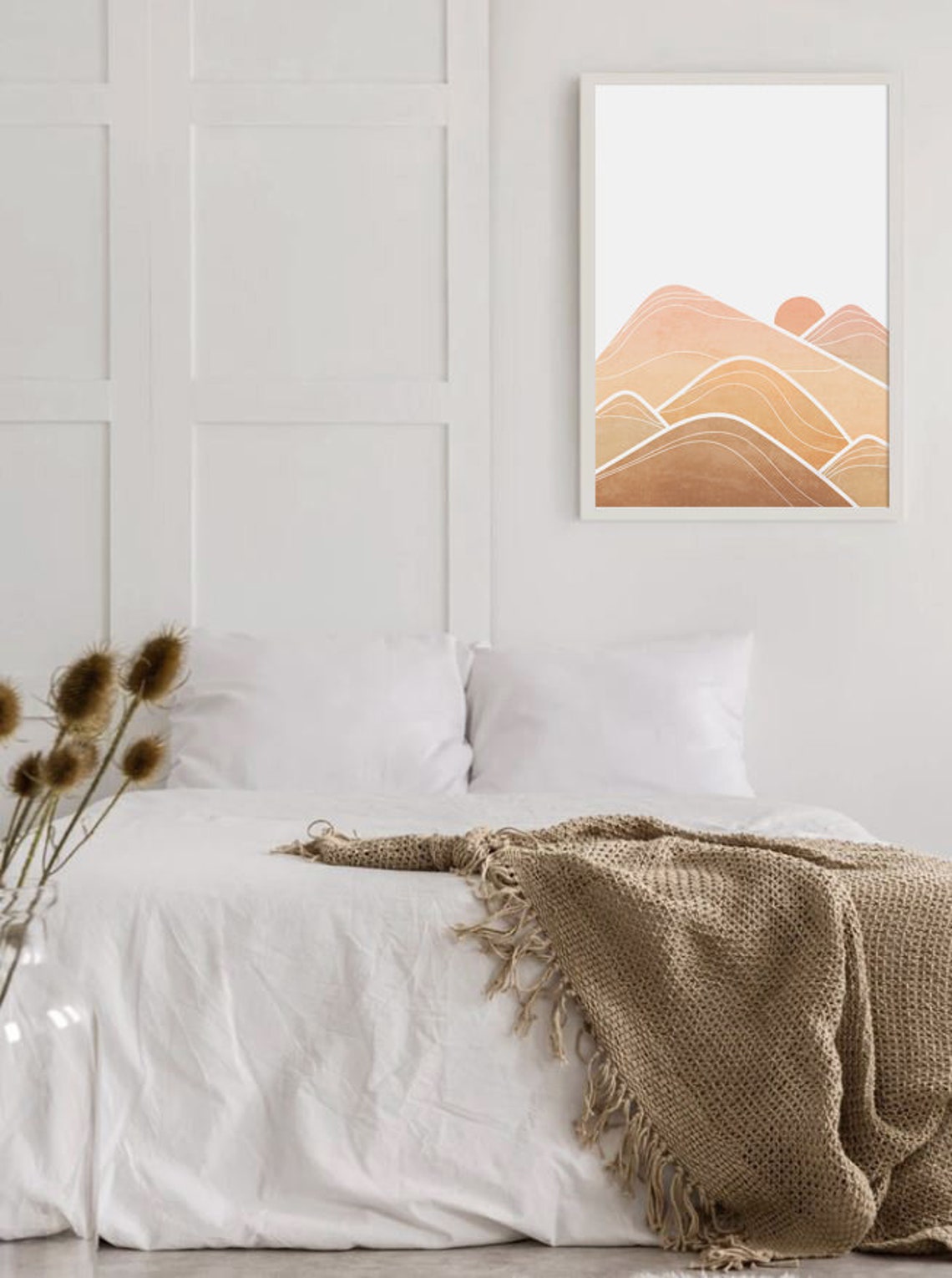 Terracotta Mountain Ridges Sun Abstract Line Work Landscape Poster - Image 2