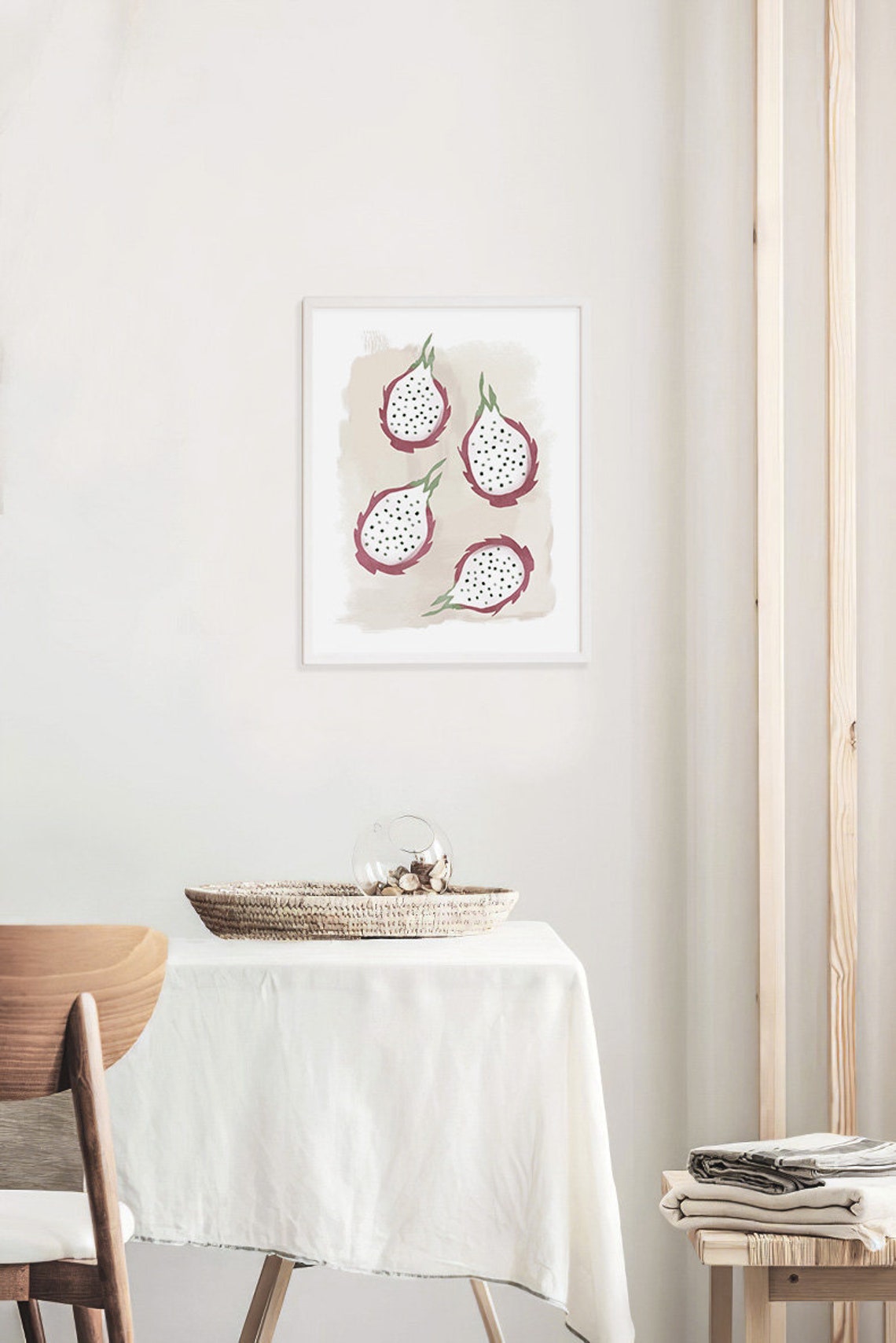 Abstract Dragon Fruit Illustration Art Magenta Fruit Wall Poster - Image 3