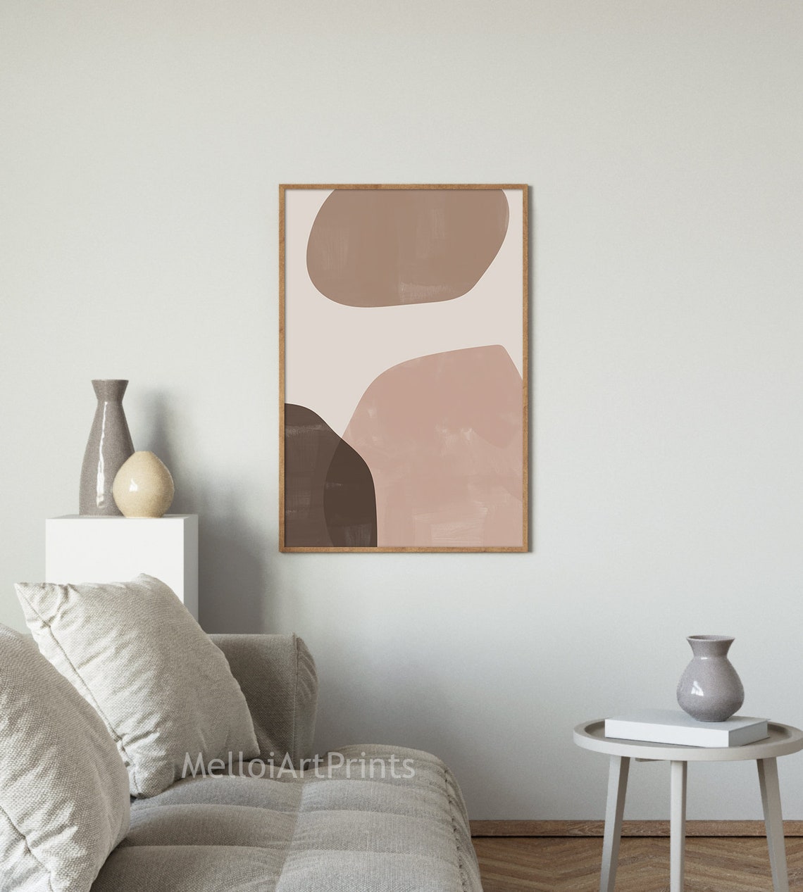 Beige Brown Rounded Shapes Soft Abstract Modern Neutral Poster - Image 2