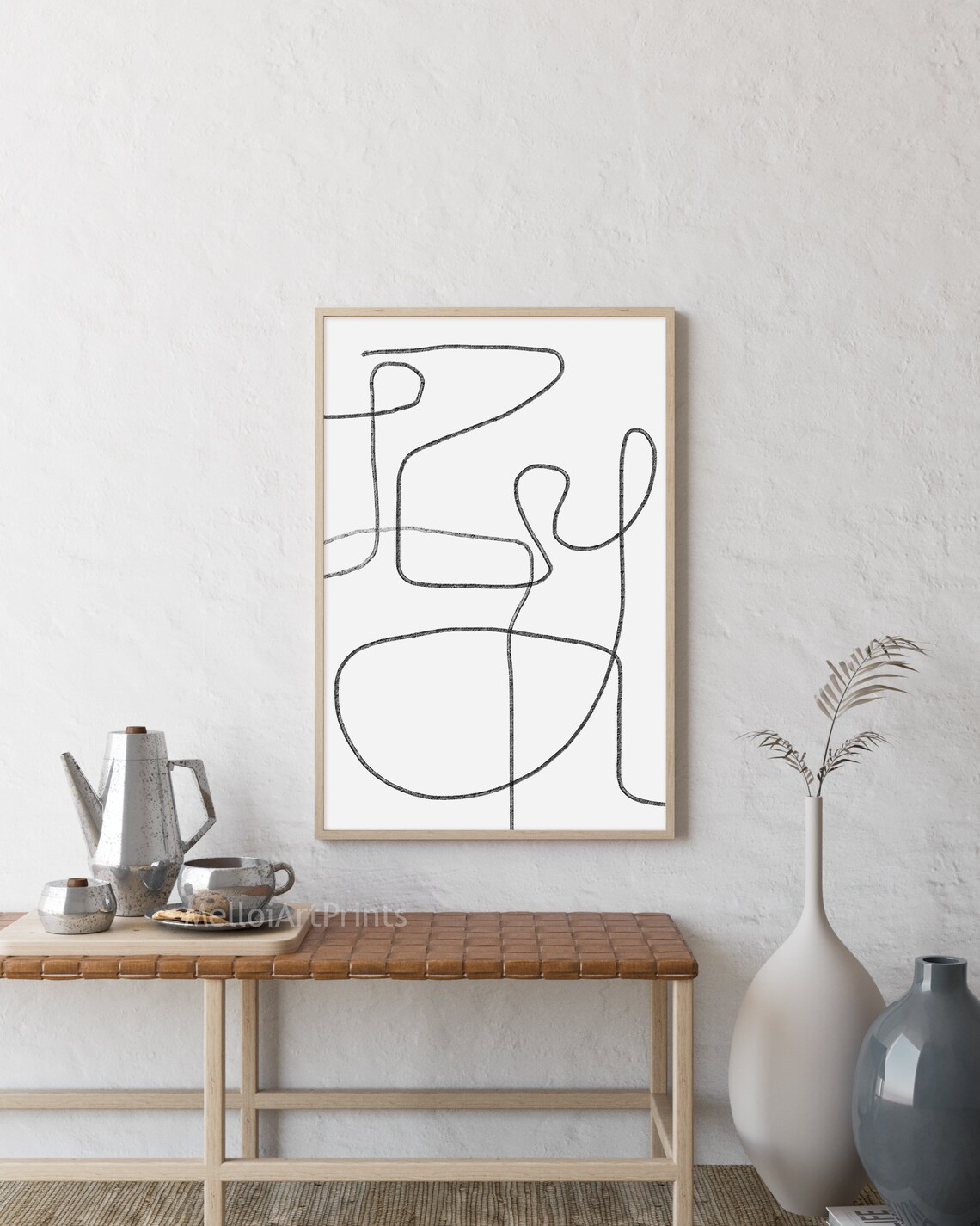 Brush Stroke Line Art Black And White Print - Image 3