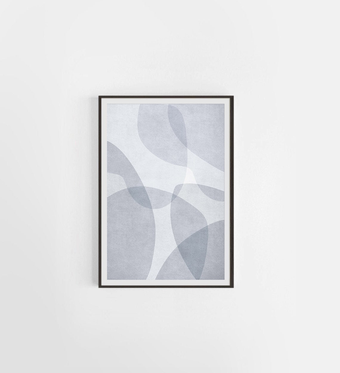 Pale Blue Overlapping Curved Bands Soft Abstract Watercolor Poster - Image 2