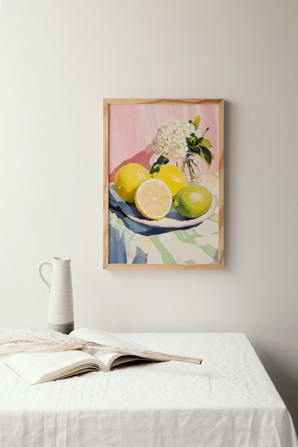 Lemon Lime Still Life Citrus Fruit Painting Kitchen Wall Art - Image 2