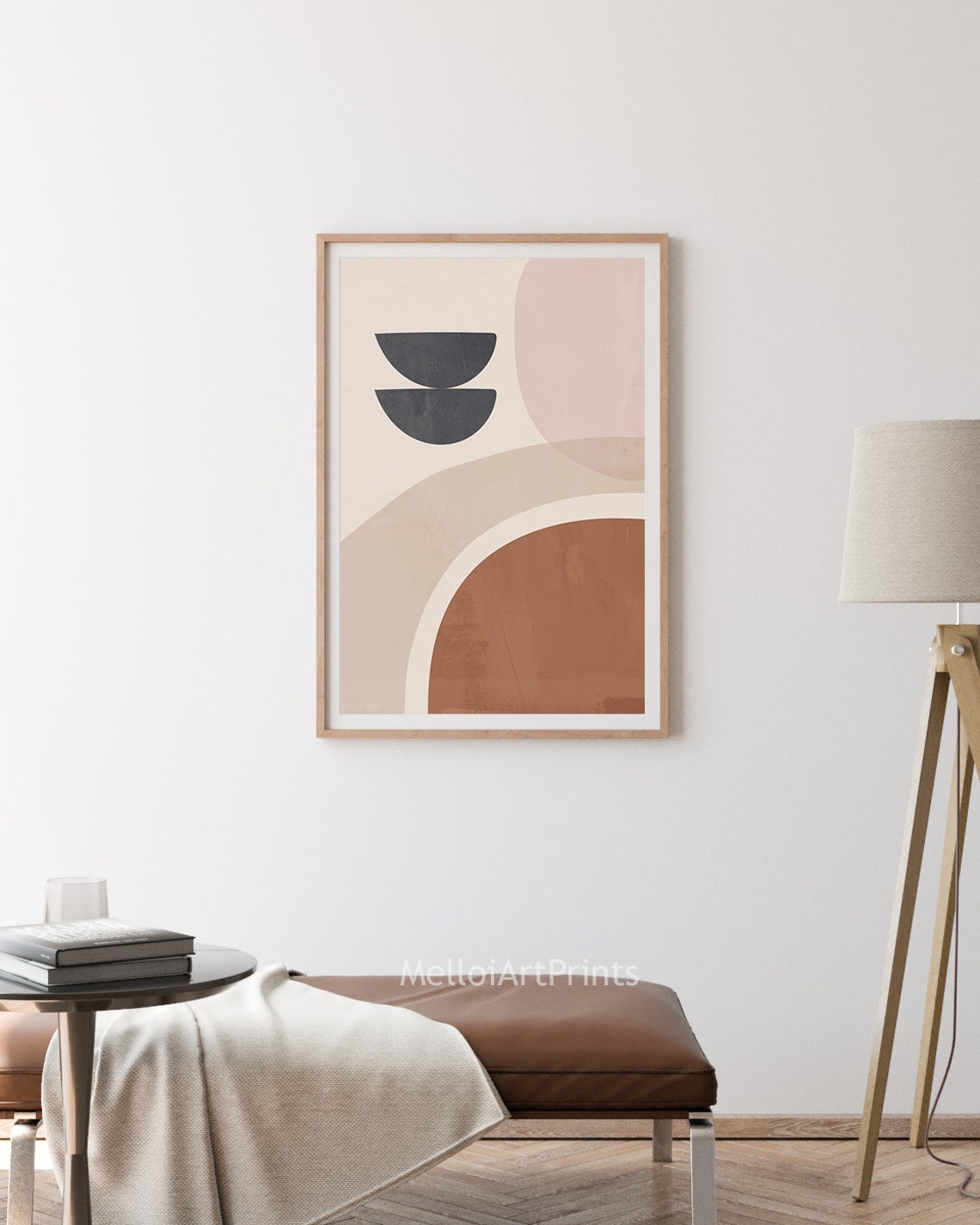 Mid Century Abstract Art Charcoal Arches Terracotta Boho Wall Poster - Image 2