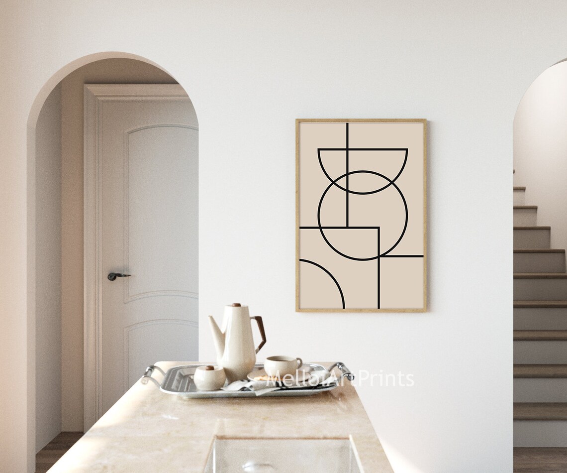Black Beige Geometric Art, Abstract Wall Art Print - Image 3