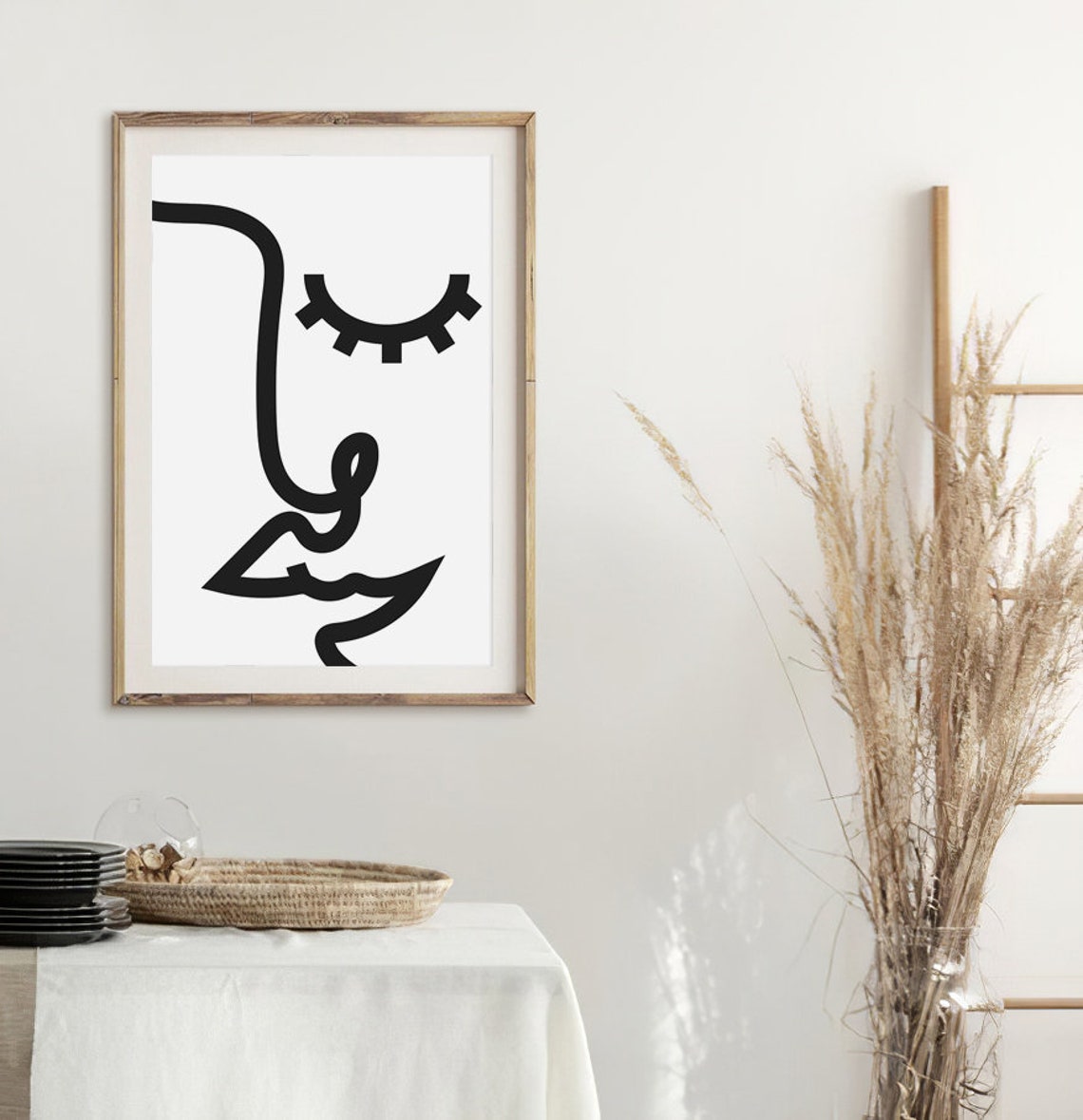 Minimalist Face Line Art Sketch Black Abstract Portrait Wall Poster - Image 3