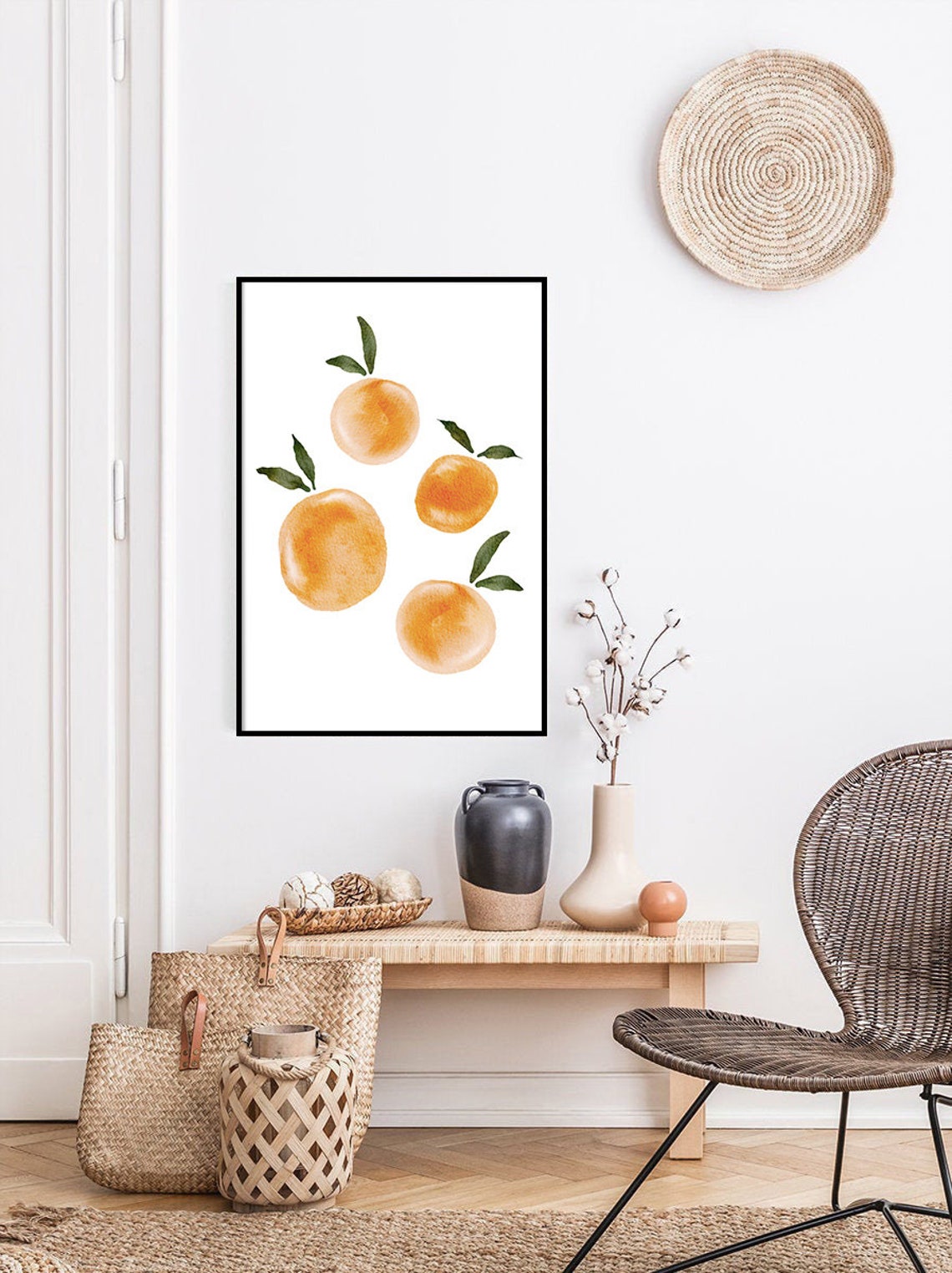 Watercolor Oranges Fruit Kitchen Art Bright Citrus Botanical Poster - Image 2