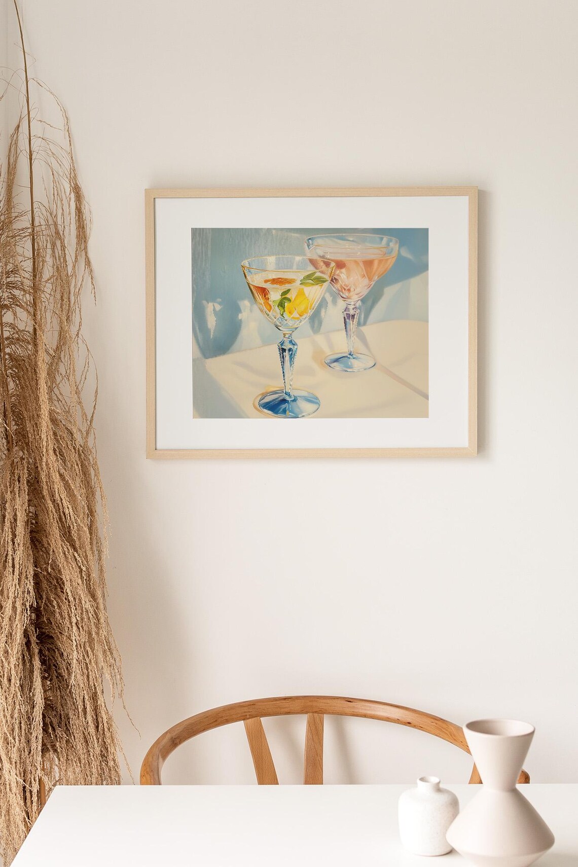 Two Citrus Cocktail Glasses Sunlit Summer Drink Painting Bar Art Print - Image 3
