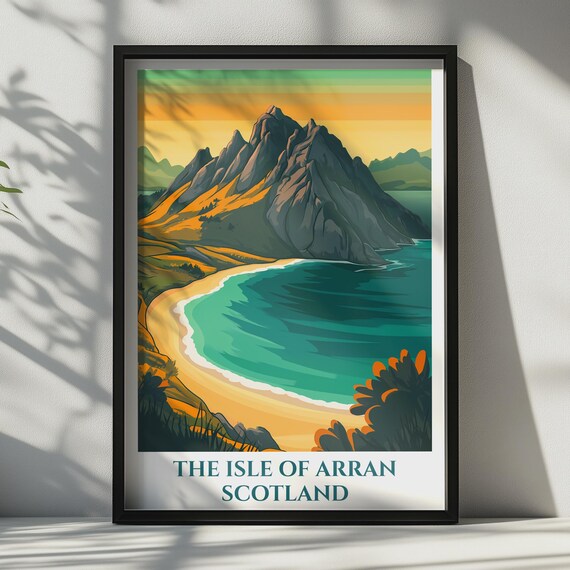 Isle Of Arran Scotland Travel Poster Scottish Island Wall Art Vintage Beach Print
