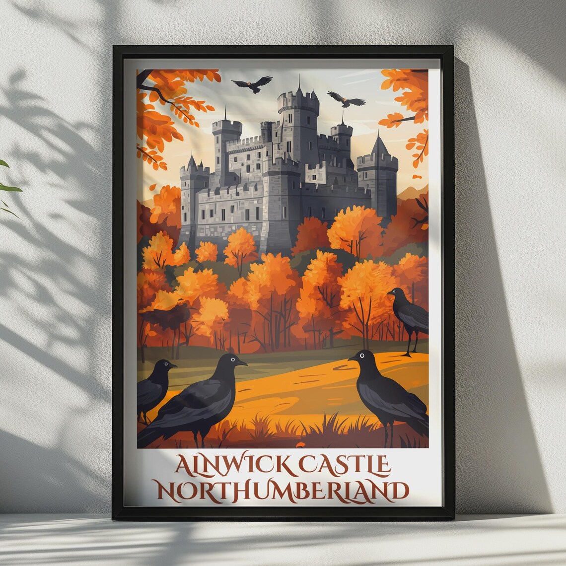 Alnwick Castle Print, Northumberland Autumn Poster