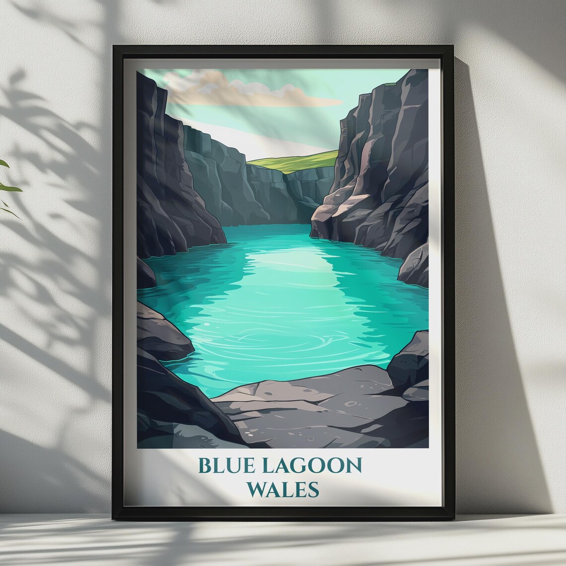 Blue Lagoon Abereiddy Wales Travel Poster