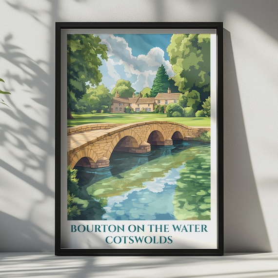 Bourton On The Water Print Cotswolds Travel Poster English Village Wall Art