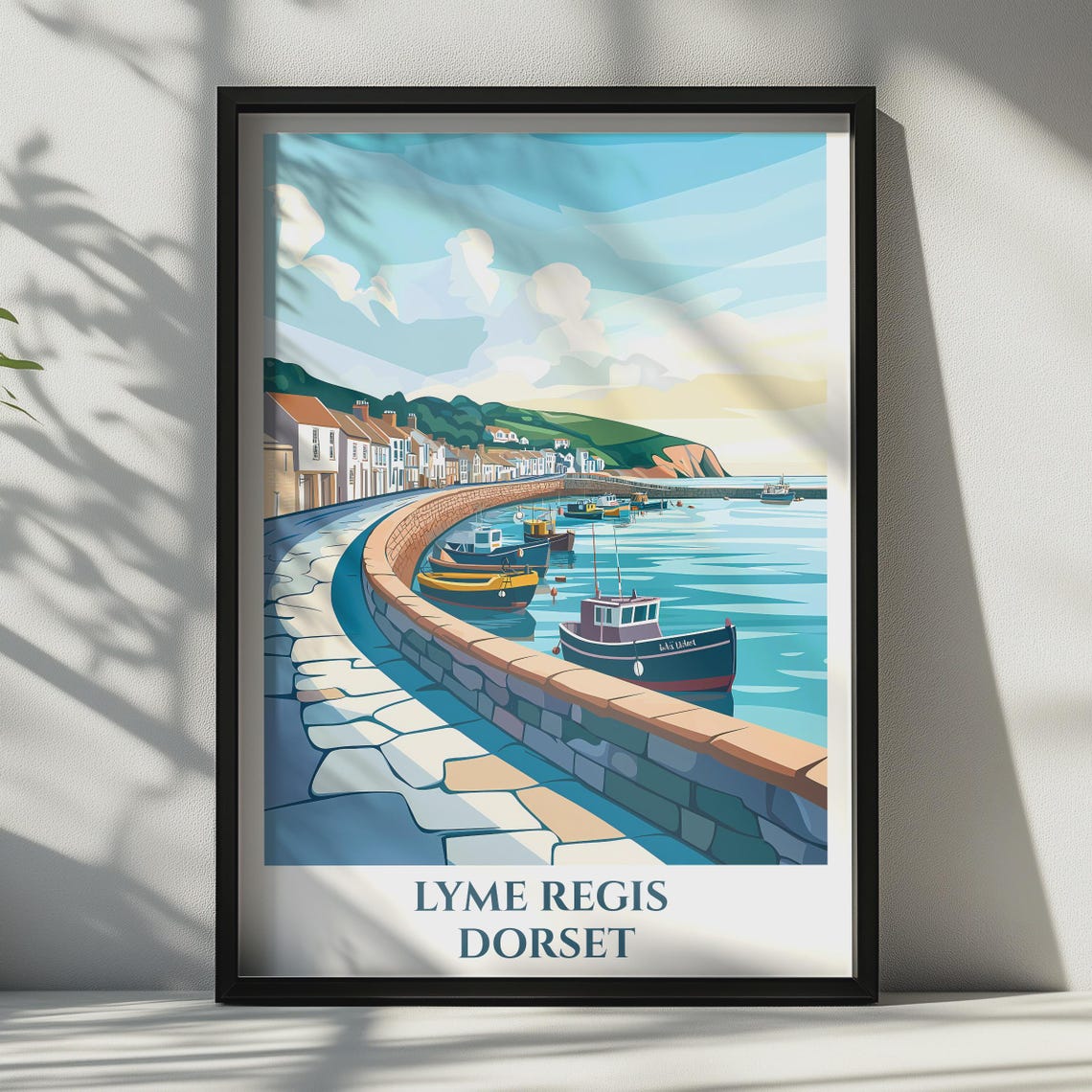Lyme Regis Dorset Cobb Harbour Coastal Town Vintage Travel Poster