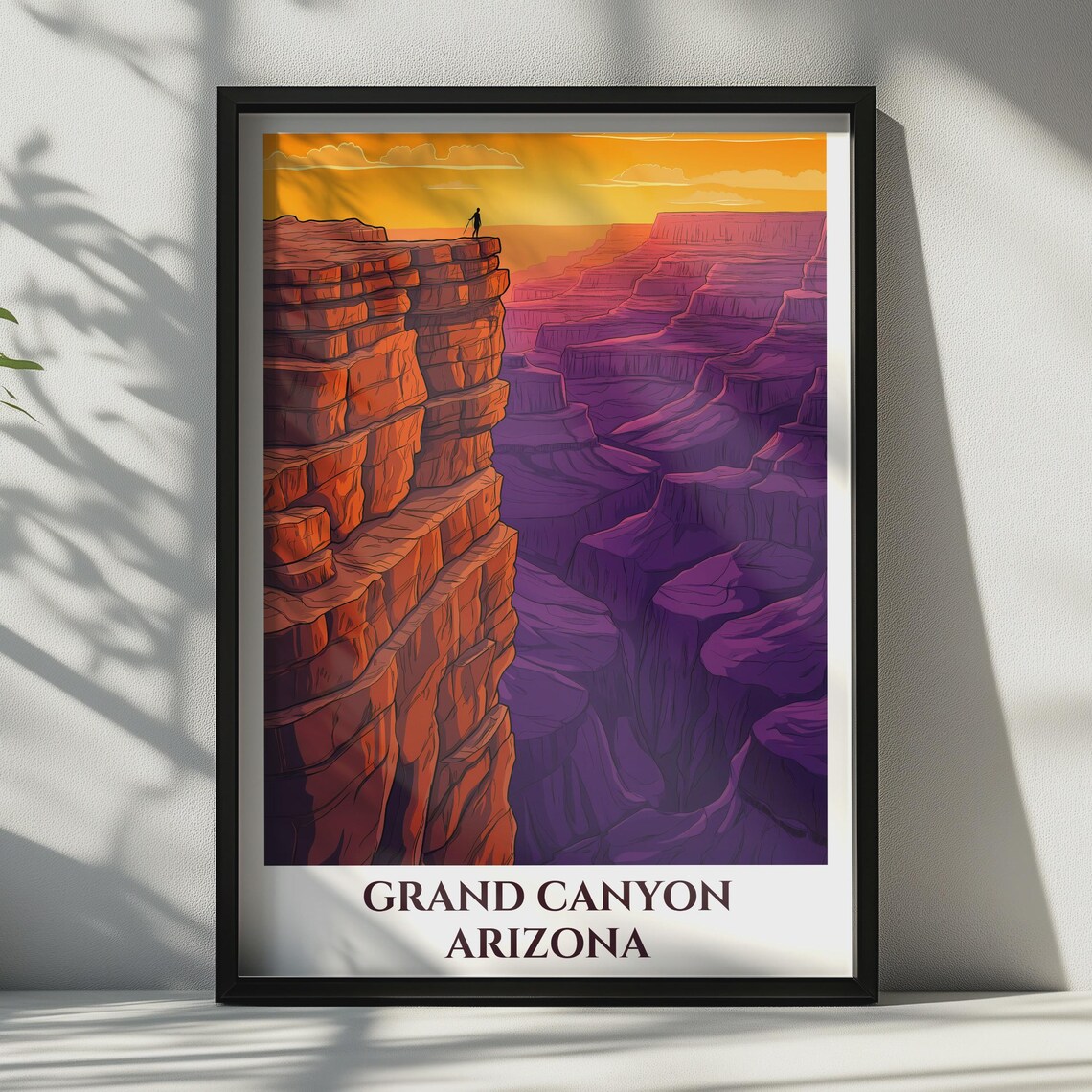 Grand Canyon Arizona Travel Poster Vintage Sunset Hiking Wall Decor