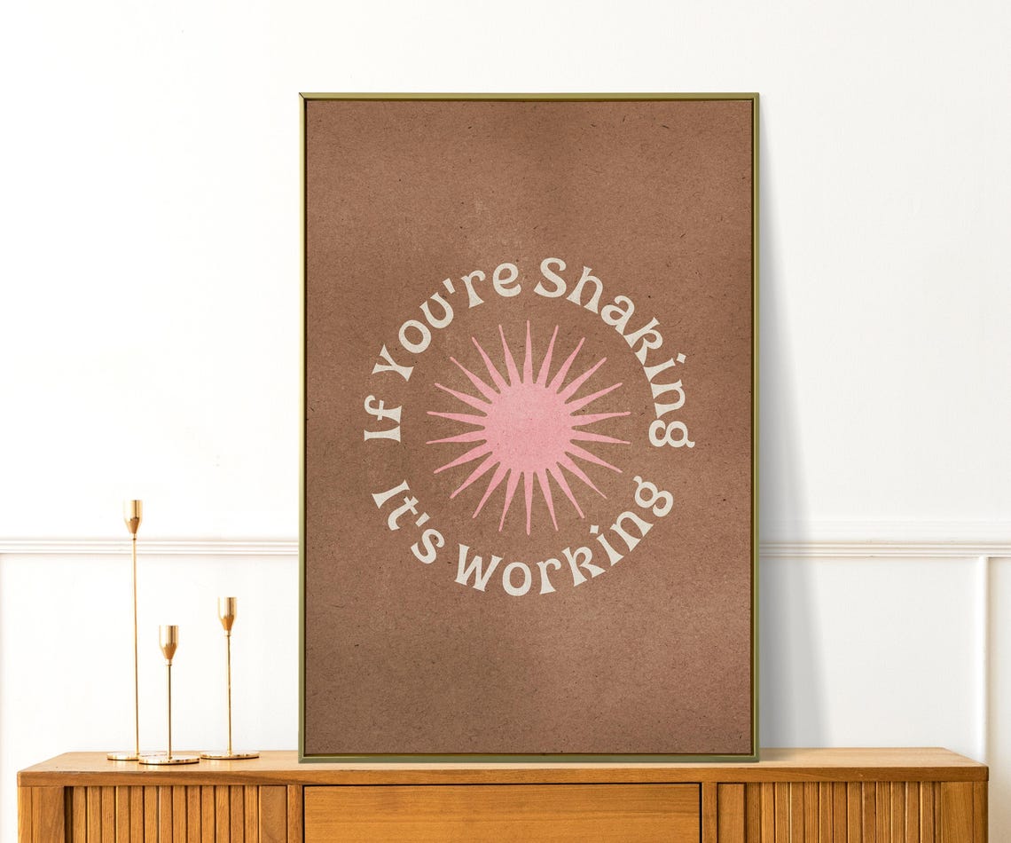 If Youre Shaking Its Working Cute Pilates Yoga Wall Art Motivational Gym Decor Girly Workout Poster For Home Or Studio Gift