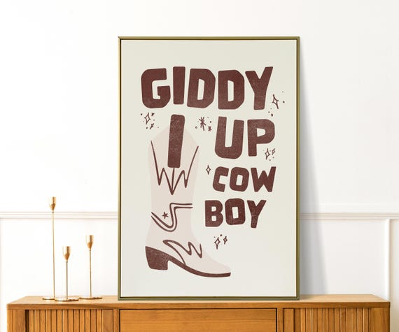 Giddy Up Cowboy Print Funny Wall Art Gifts Large Living Room Prints Preppy Apartment Decor Western