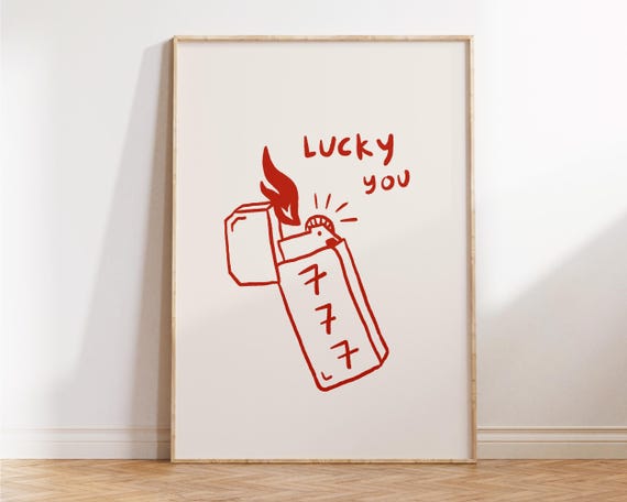 Lucky Print Angel Numbers Wall Art Affirmation Quotes Preppy Apartment Decor Cute Illustration Poster Girly 777