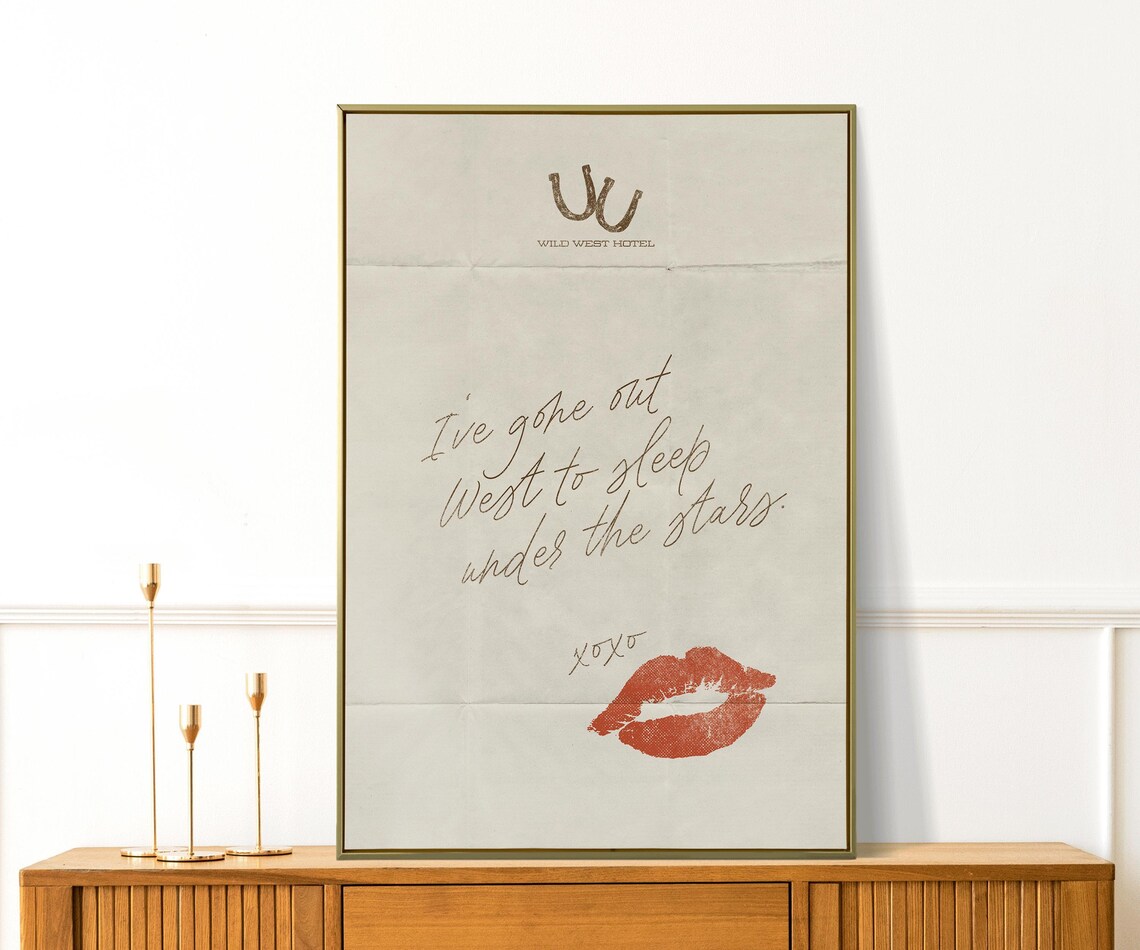 Wild West Hotel Under The Stars Romantic Lipstick Kiss Quote Poster